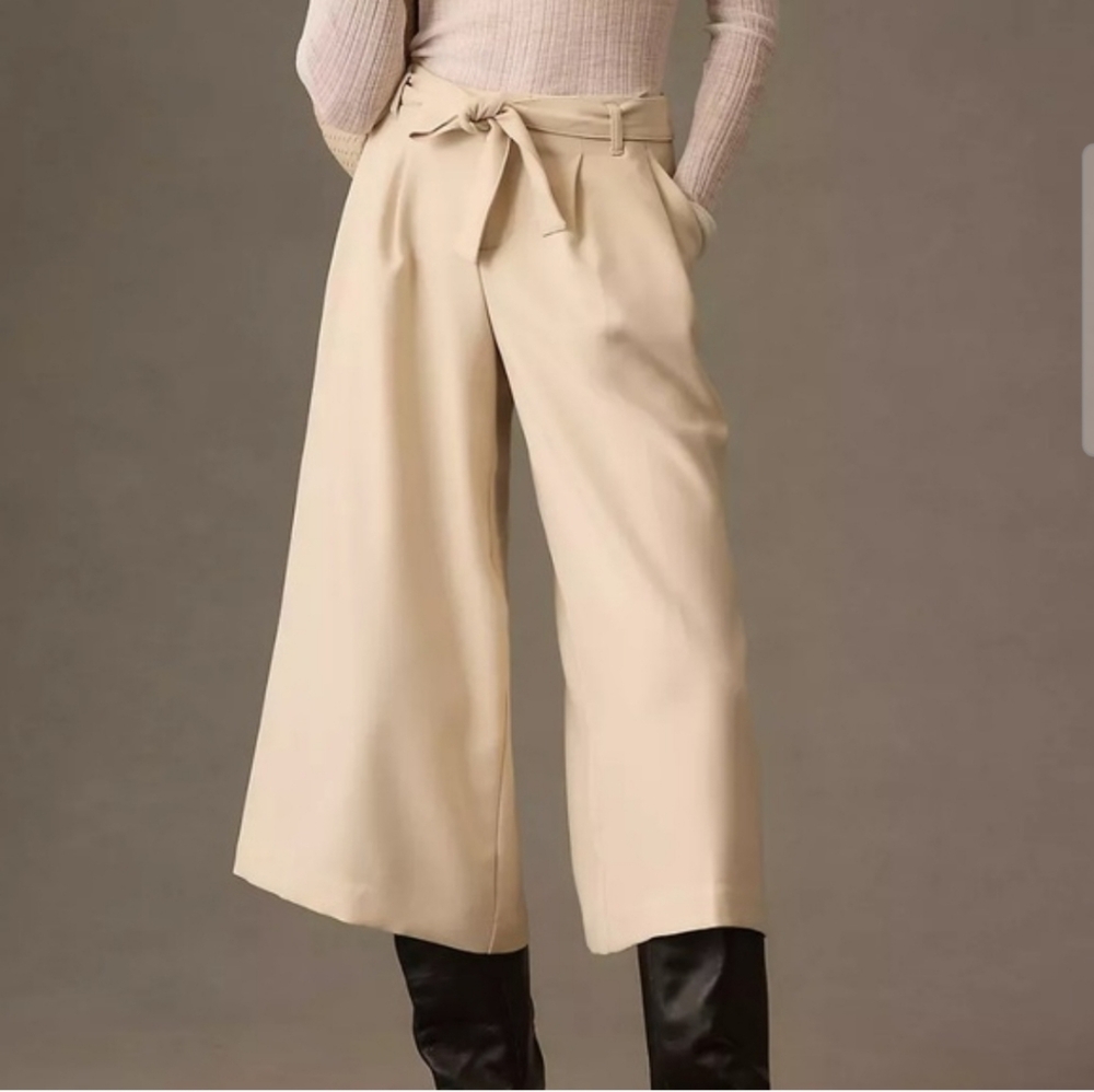 Anthropologie Mauve High Rise Tie Waist Culottes Size 2 - Picture 1 of 8